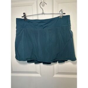 Lululemon Pace Rival Skirt 8 Teal Pleated Tennis Skort 12" Zipper Pocket LW8RP3S